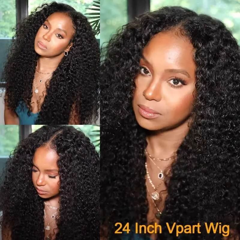 220% Density No Leave Out V Part Wig Kinky Curly Human Hair Wigs Beginner Friendly Special Offer - Image 6