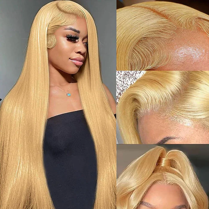 [BOGO] #27 Cameral Blonde Real Ear to Ear Lace Front Wig Colored Straight/Body Wave Human Hair Wigs Special Offer - Image 4