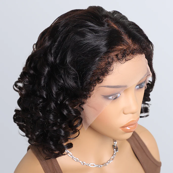 280% Density Loose Wave 4C Hairline Wig Pre Plucked Kinky Edges 13x4 13x6 HD Lace Front Human Hair Bob Wigs - Image 4