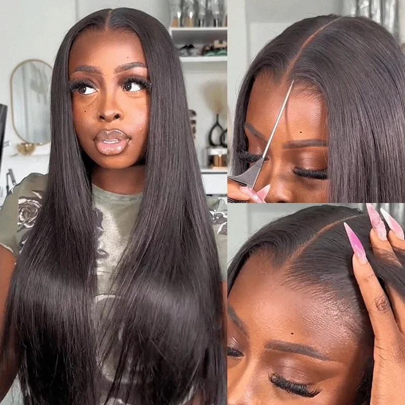 2Wigs $189 | Highlight Brown Blonde Straight HD Lace Wig + Natural Color Straight Wig Special Offer - Image 4