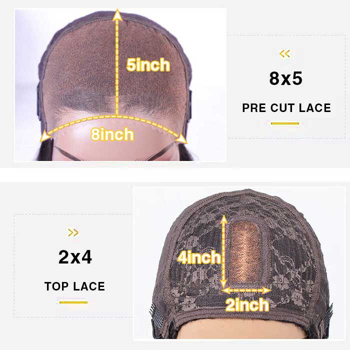 2Wigs $189 Straight Pre Cut Lace Glueless Wig + Body Wave Human Hair Wig With Bangs Special Offer - Image 6
