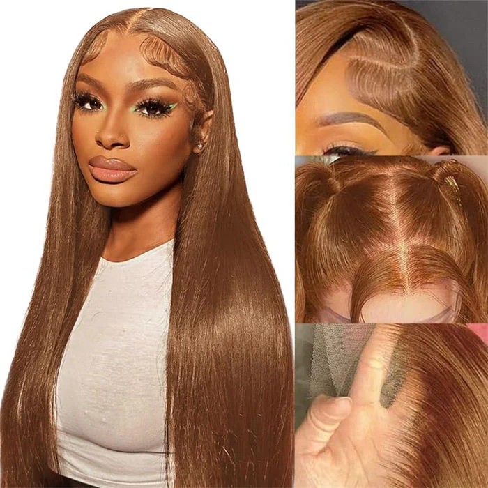 [BOGO] #30 Ginger Brown Straight/Body Wave Wig 100% Human Hair Auburn Color 13x4 HD Lace Front Wig Special Offer - Image 5