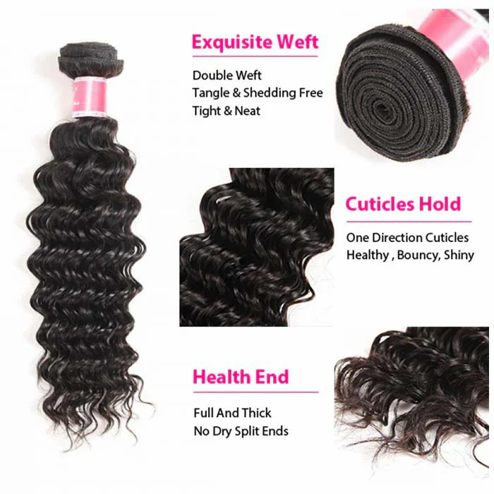 4 Bundles Deep Wave Human Hair Deal Malaysian Unprocessed Virgin Human Hair Bundles - Image 3