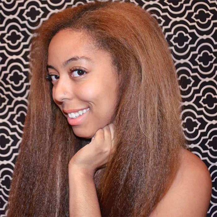 4C Edges Kinky Straight #30 Ginger Brown Human Hair Wig HD Lace Front Glueless Wig - Image 7