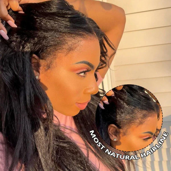 4C Edges | Kinky Straight Wigs With Kinky Edges 13x4 HD Lace Front Wigs - Image 5