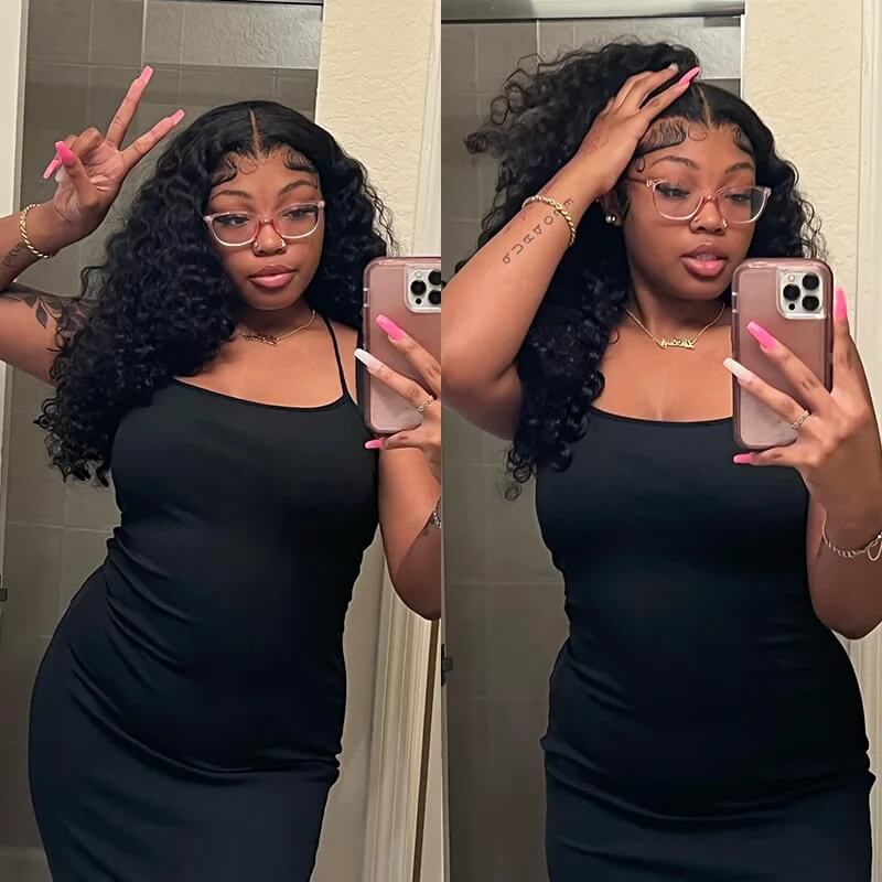 4C Edges | Water Wave Kinky Edges Free Parting 13x4 Undetectable Lace Front Wig - Image 8