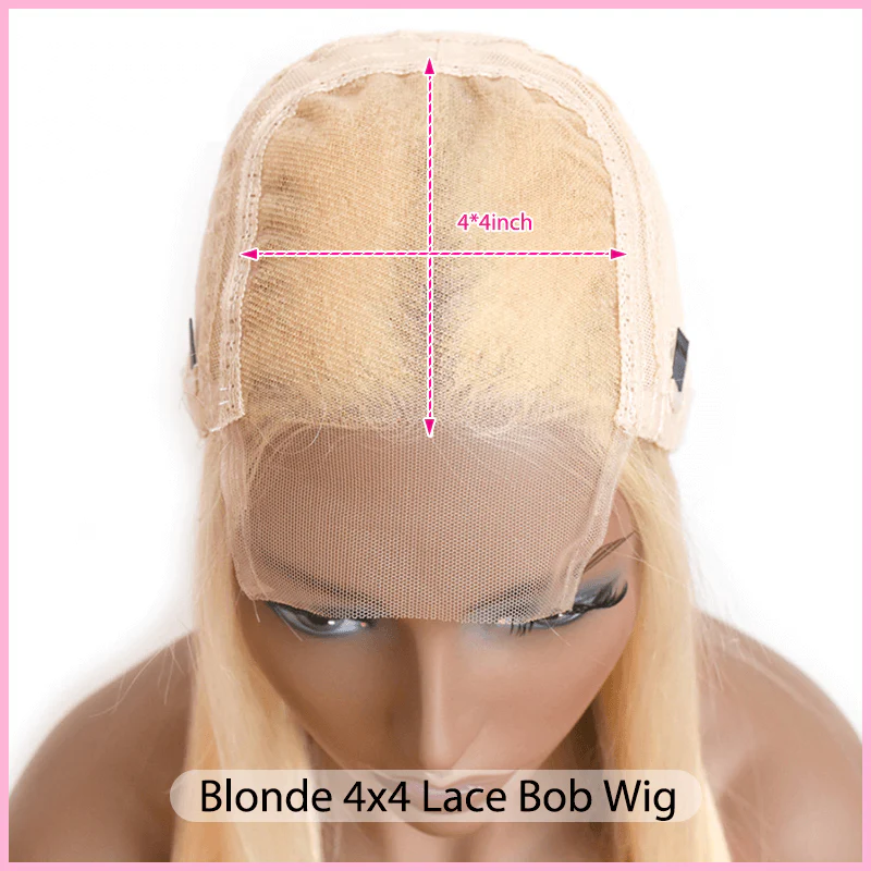 613 Blonde Transparent 4x4 Lace Closure Short Bob Wigs Straight Bob Wig - Image 6