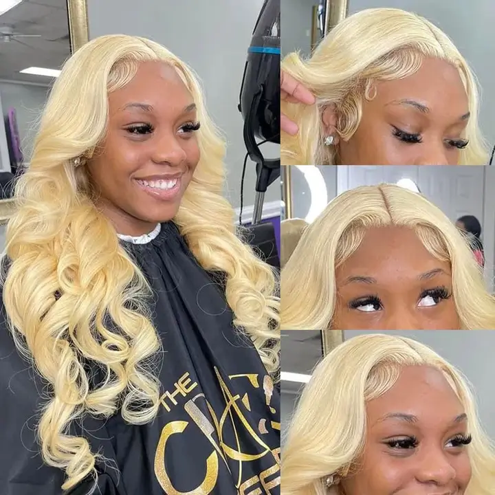 613 Blonde Wig Body Wave Wig 4x4 Lace Closure Wig HD Transparent Lace Wig - Image 4