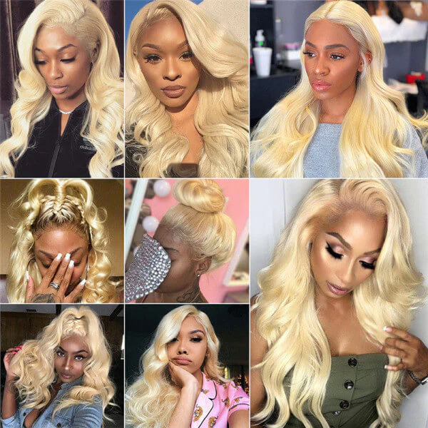 613 Blonde Wig Body Wave Wig 4x4 Lace Closure Wig HD Transparent Lace Wig - Image 6