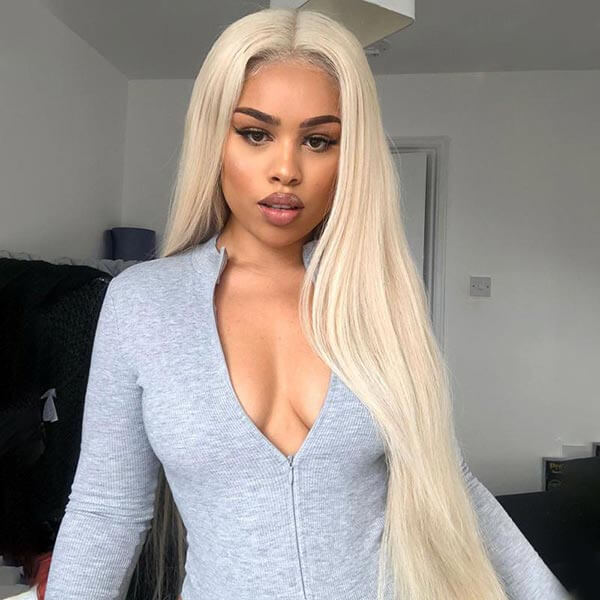 613 Blonde Wig Straight Wig 4x4 Lace Closure Wig HD Transparent Lace Wig - Image 3
