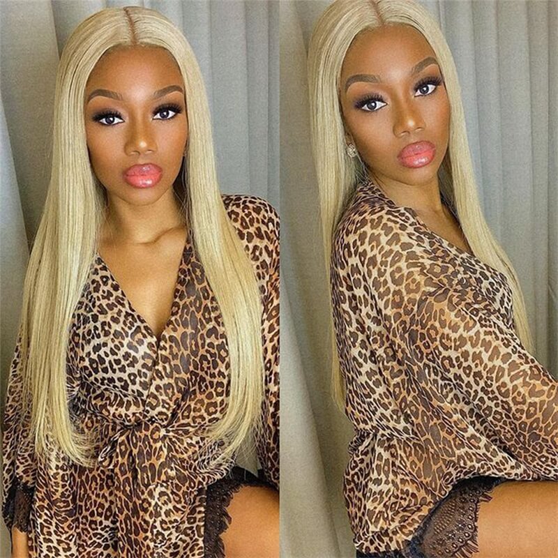 613 Blonde Wig Straight Wig 4x4 Lace Closure Wig HD Transparent Lace Wig - Image 4