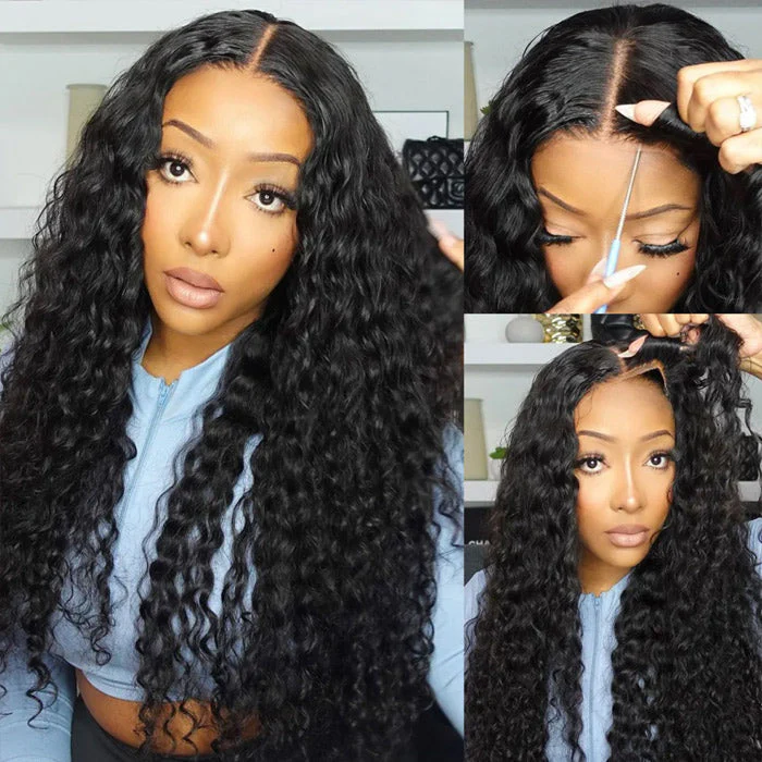 Exclusive Flash | 8x5 Pre Cut Lace Water Wave Wig Pre Plucked Bleached Knots Wig Special Offer - Image 3