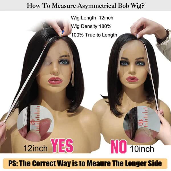 Asymmetrical Bob Wigs Bob Wigs HD Lace Wig with With Side Parting Short Cut Wigs - Image 6