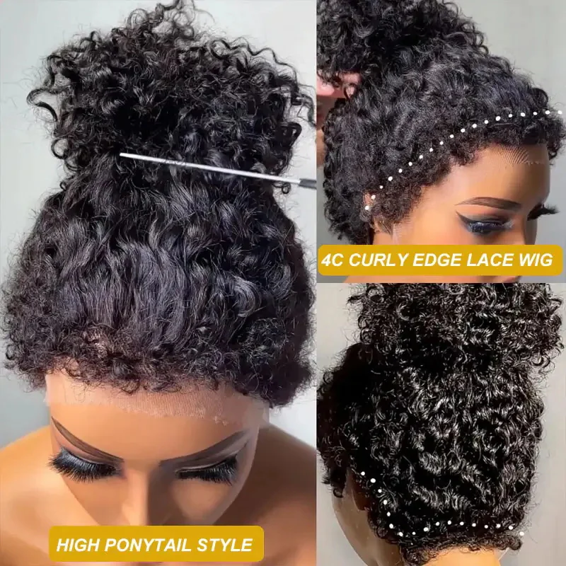 280% Density 4C Edges Hairline Spiral Curly HD Lace Wig Realistic Kinky Edges Glueless Lace Front Wig - Image 3