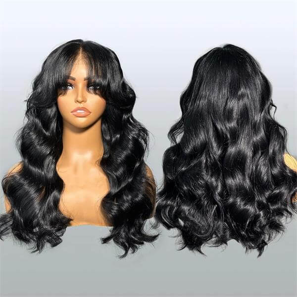 Curtain Air Bangs Body Wave Human Hair Wigs 13x4 /4x4 Lace Wig/ Full Machinemade Wig Available - Image 6