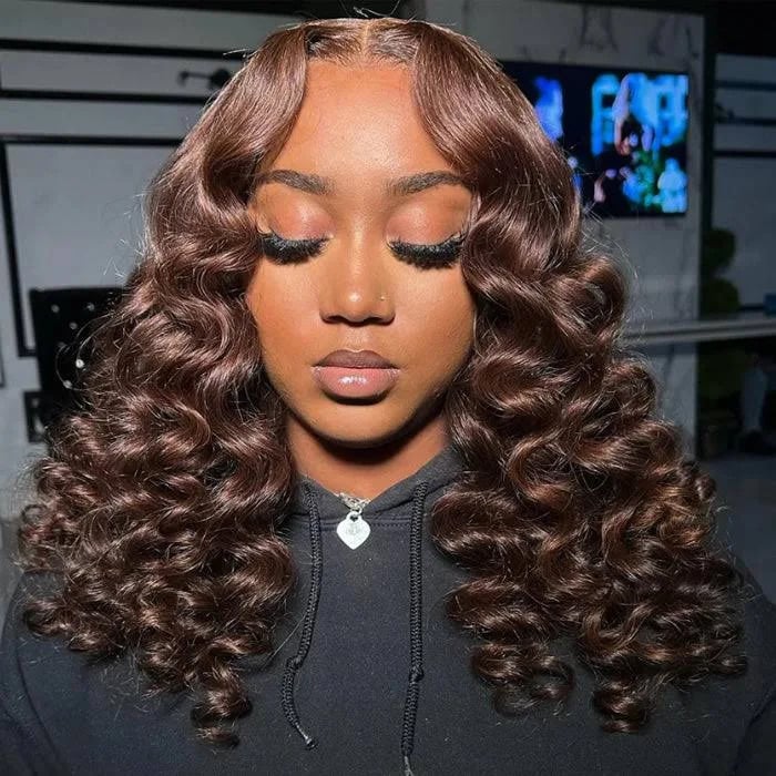 Exclusive Flash | Chocolate Brown Loose Deep Wave Glueless 8x5 HD Lace Human Hair Wig Special Offer - Image 4