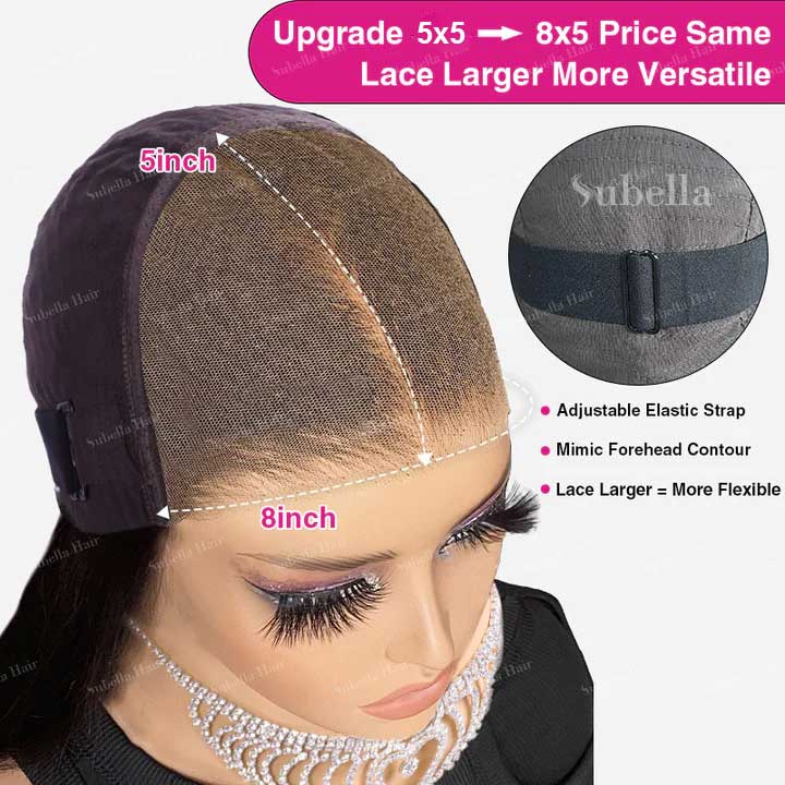 Curtain Bangs Glueless HD Lace Wig Reddish Brown Straight Human Hair Wigs with Adjustable Strap - Image 4