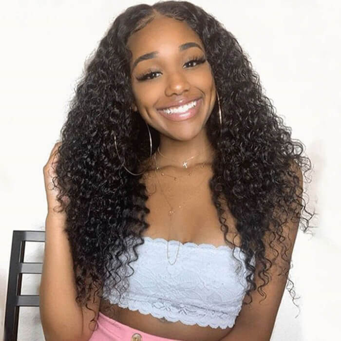 Deep Curly 360 Lace Front Wigs HD Transparent Lace Wig Wet And Wavy Human Hair - Image 3