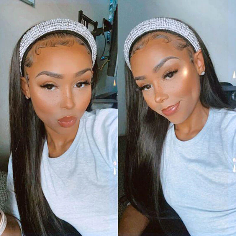 Straight Headband Wig Natural Color Human Virgin Hair Wig Headband Half Wig| Beginner Friendly - Image 4