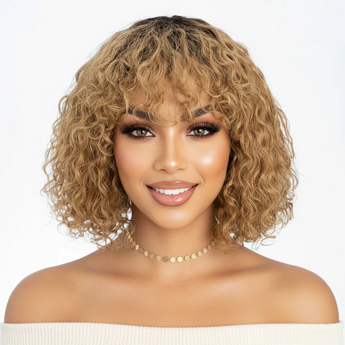 Clearance Sale | Glueless Curly Bob Wig Short Human Hair Wig With Bangs For Women Special Offer - Image 8
