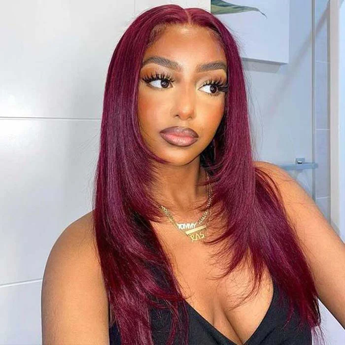 Clearance Sale | Glueless Layered Cut Chocolate Brown Straight Wig 8x5 Pre Cut HD Lace Wig Special Offer - Image 8