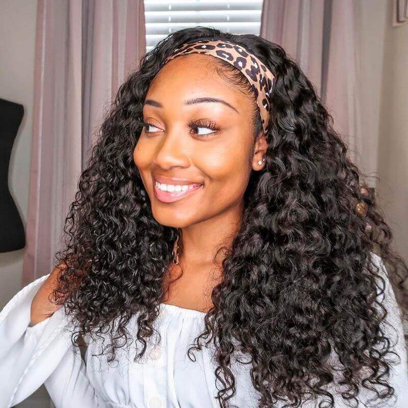 Headband Wigs Water Wave Wig Glueless None Lace Wigs Natural Color - Image 5