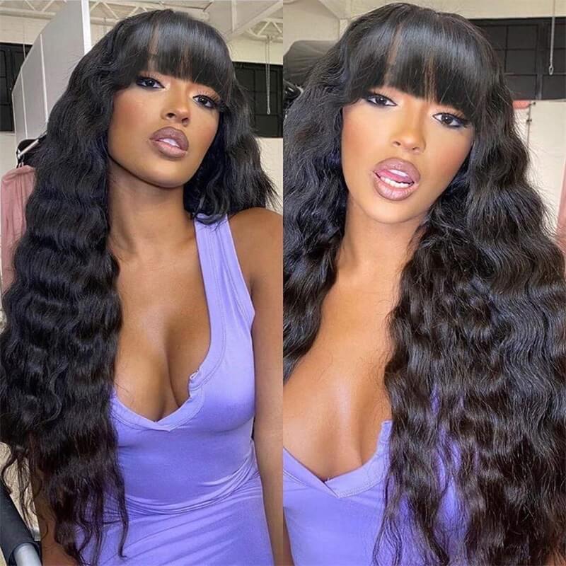 Human Hair Wigs With Bangs Top Lace Wig Loose Deep Wave Human Hair Wigs - Image 4