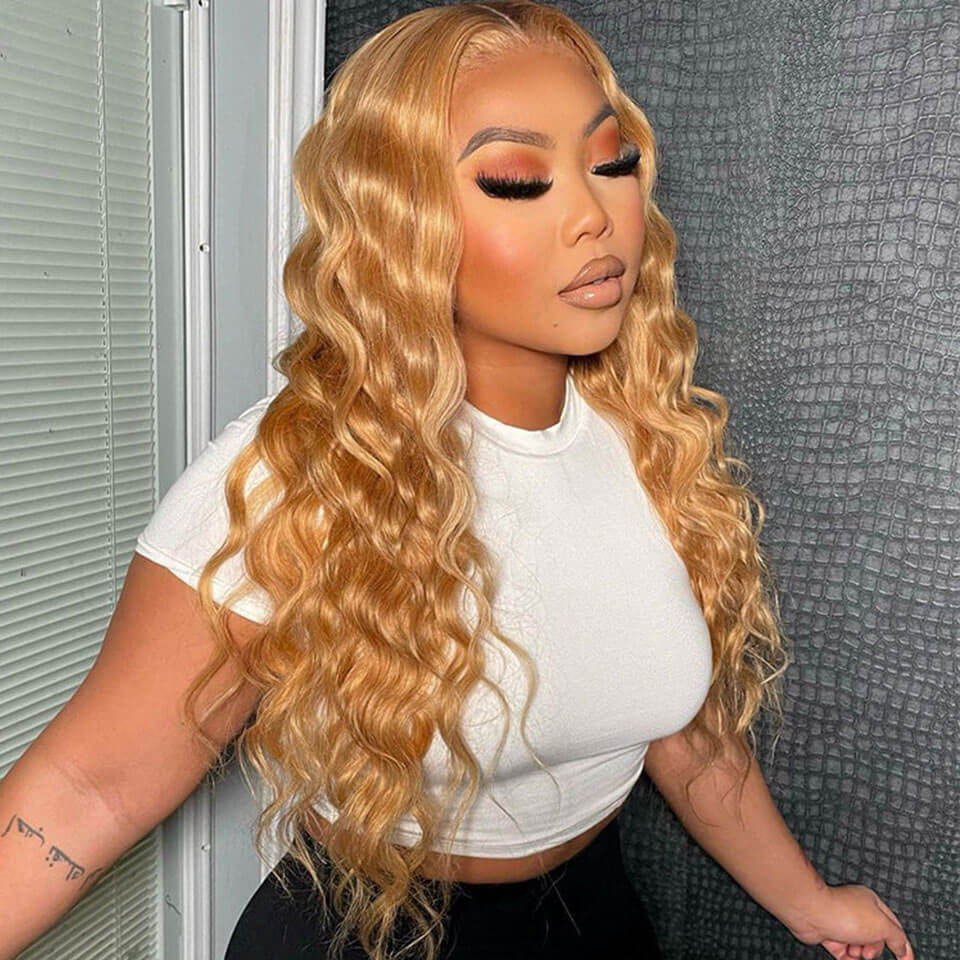 Loose Deep Wave Wigs #27 Colored 13x4 HD Lace Front Wig Virgin Human Hair - Image 3