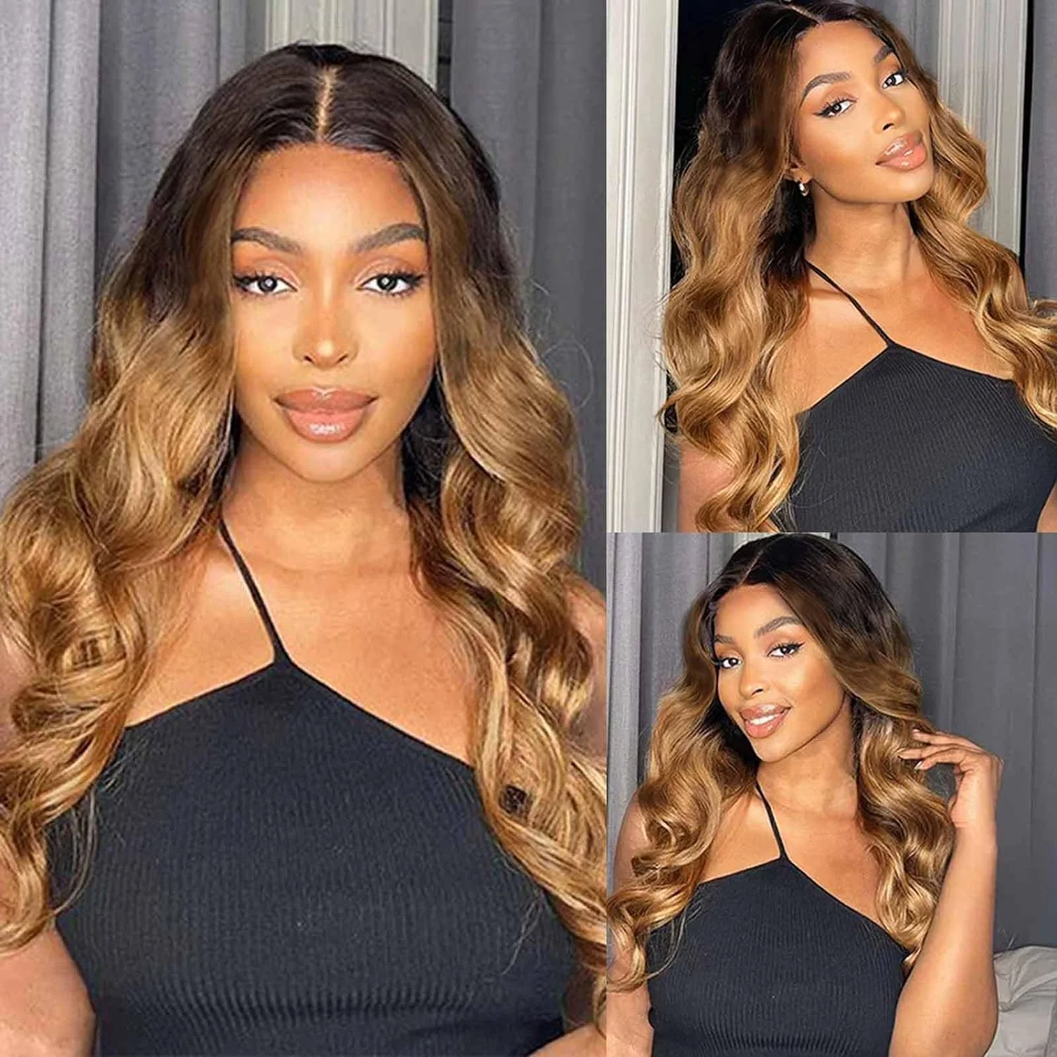 Ombre 1B27 Body Wave Human Hair 3 Bundles With 4x4 Lace Closure - Image 6