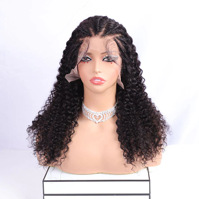 Pre Braiding Hairstyle Curly 180% Density 13x4 Lace Front Wig Braide Human Hair Wigs - Image 4