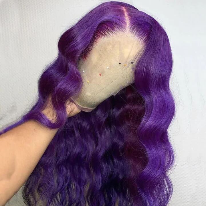Purple Wigs 13x4 HD Transparent Lace Front Body Wave Wigs - Image 4