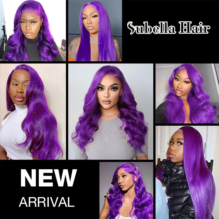 Purple Wigs 13x4 HD Transparent Lace Front Body Wave Wigs - Image 9