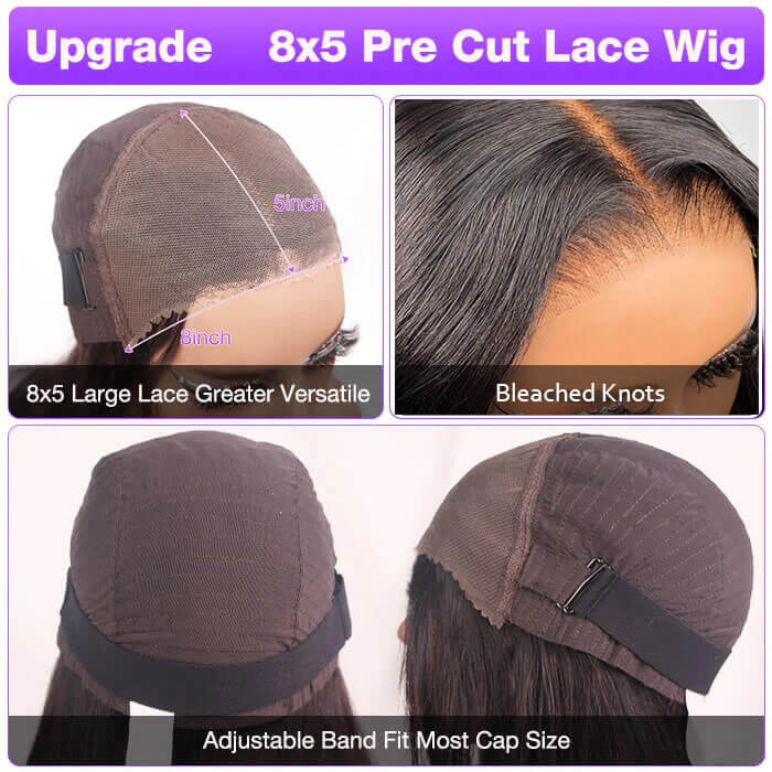 Blonde Highlight 8*5 Pre Cut HD Lace Closure Wigs #P1B/27 Color Glueless Put On And Go Wig - Image 11