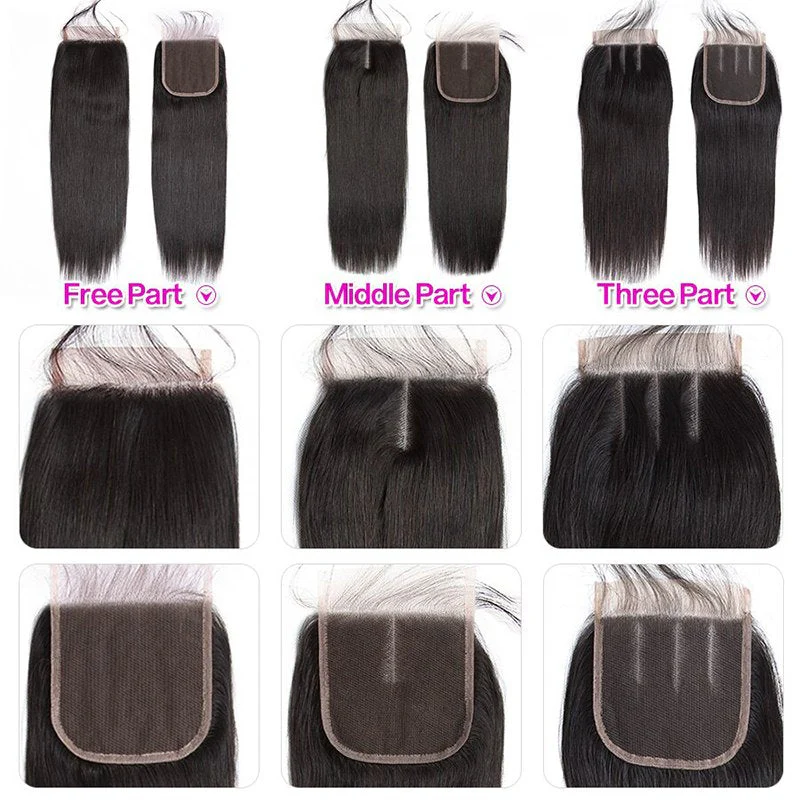 Straight Human Hair 3 Bundles With 4x4 Lace Closure - Image 7