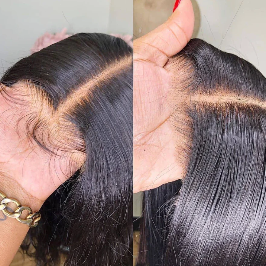 Pre Cut Wigs Air Cap Straight Bob Wig HD Lace Wigs Glueless Human Hair Wigs Beginner Friendly - Image 4