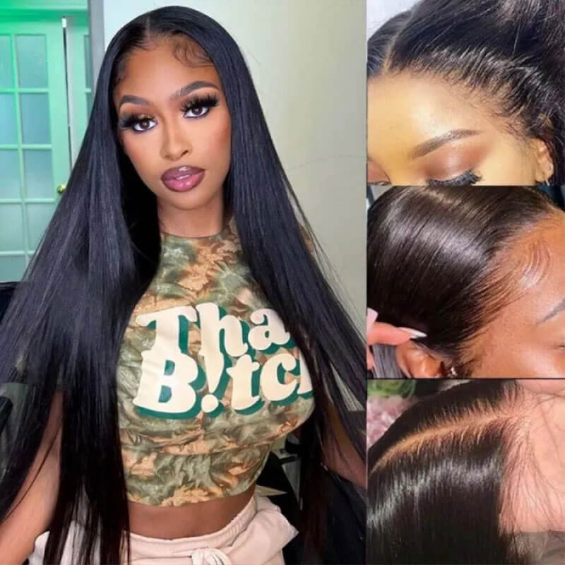 Subella Glueless Undetectable 4x4 HD Lace Closure Wigs High Density Virgin Straight Wig for Women - Image 3