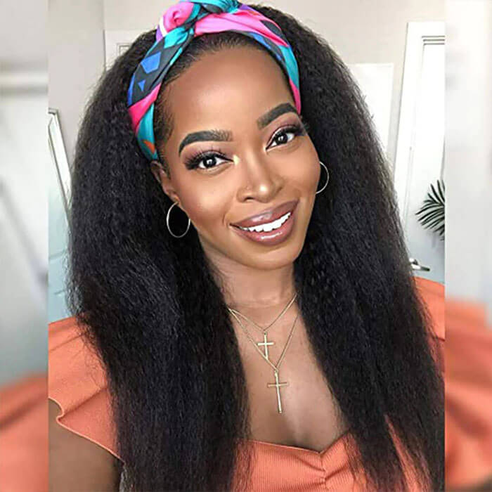 Subella Hair Kinky Straight Headband Wig Glueless Wigs Human Hair Headband Wigs For Women - Image 4