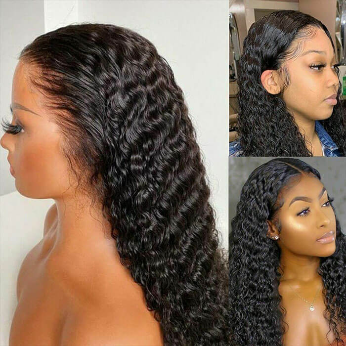 Subella T Part HD Transparent Lace Wig Deep Wave Human Hair Wigs Pre Plucked with Baby Hair - Image 3
