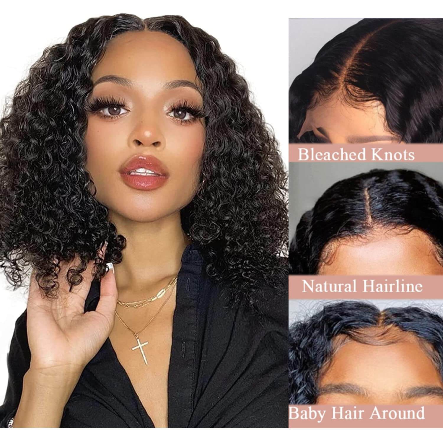 Water Wave HD Lace Front Bob Wigs Pre Plucked Human Hair Lace Wigs - Image 4