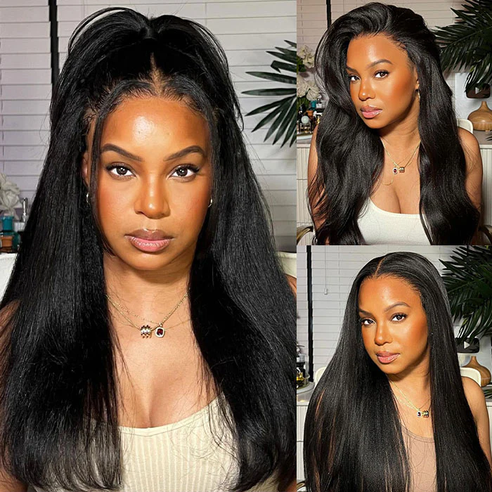 Clearance Sale | Yaki Straight Put On and Go Glueless Bob Wig 8x5 Pre Cut HD Lace Wig 180% Density Special Offer - Image 5